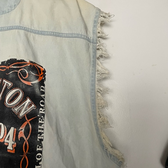 Motorcycle Vest Mens XL Galveston Tx Texas All American Rally 2004 Denim Cut Off - Picture 3 of 16